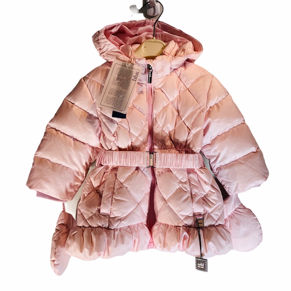 ADD DOWN*Light Pink Hooded w/Mitts Coat*9 Mo. $425